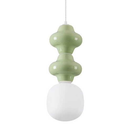 Ceramiczna lampa wisząca VILROSA LE44562 do kuchni zielona biała