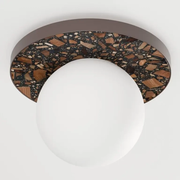 Sufitowa lampa lastrykowa LEGRA 31402106 kula IP44 biała brązowa