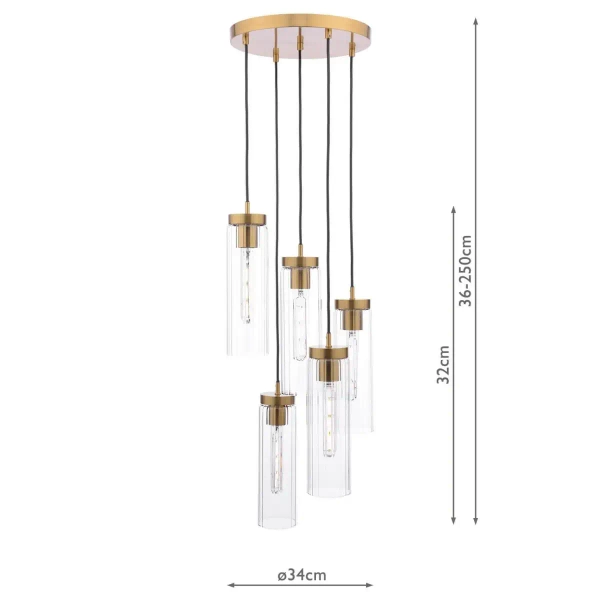 Kaskadowa lampa wisząca Jodelle JOD0563 tuby szklane polerowany brąz