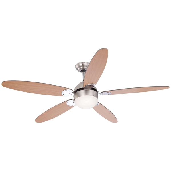 LAMPOWENTYLATOR sufitowy AZURA 0308 Globo drewniana OPRAWA plafon WIATRAK z regulacją obrotów chrom nikiel brązowy