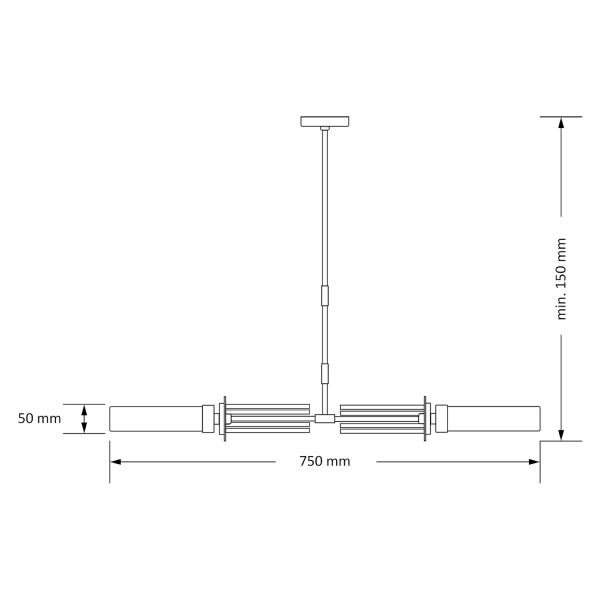 Podłużna lampa wisząca Mussa MUS-ZW-2 (ZM) LED 9W 3000K mosiądz