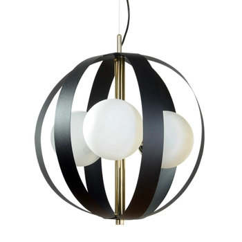 Wisząca lampa do salonu Nela 1137 Zumaline kulista metal szkło czarny złoty