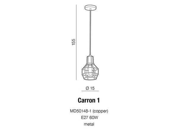 Lampa wisząca Carron miedziana druciana do przedpokoju