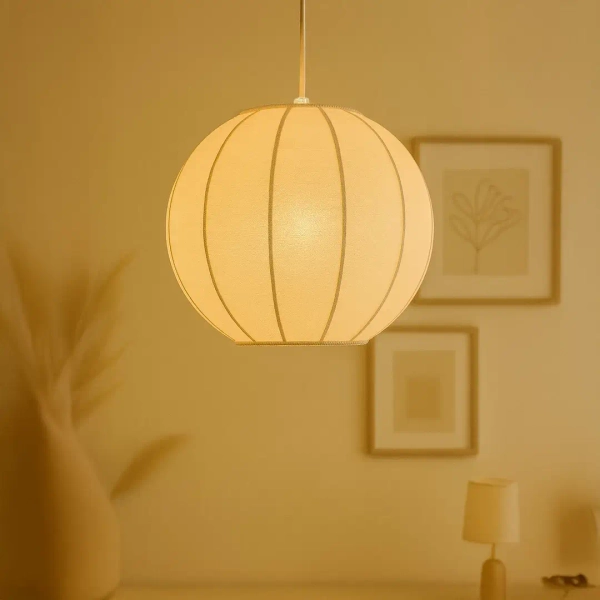 Skandynawska lampa wisząca Dana ML1805 kula tkanina biały