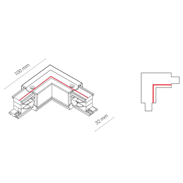 Kątowy L-ŁĄCZNIK uziemienie prawe CTLS POWER L CONNECTOR 8228 Nowodvorski do 3-fazowej szyny natynkowej 230V czarny