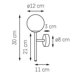 Loftowa LAMPA ścienna ASTRA 20777102 Kaspa szklana OPRAWA kinkiet kula czarna biała