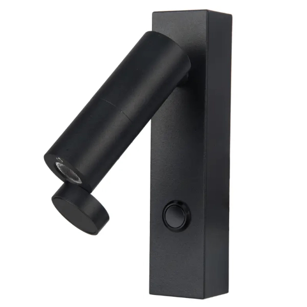 Ścienny punktowy kinkiet Miri LP-1507/1W BK LED 3W 3000K regulowany czarny