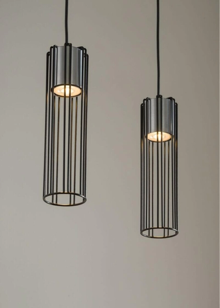 Srebrna lampa wisząca Fobia industrialny zwis druciaki