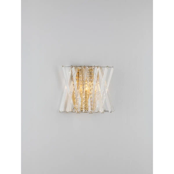 Kinkiet ścienny glamour MELUNTO LE45153 kryształowa do salonu złota