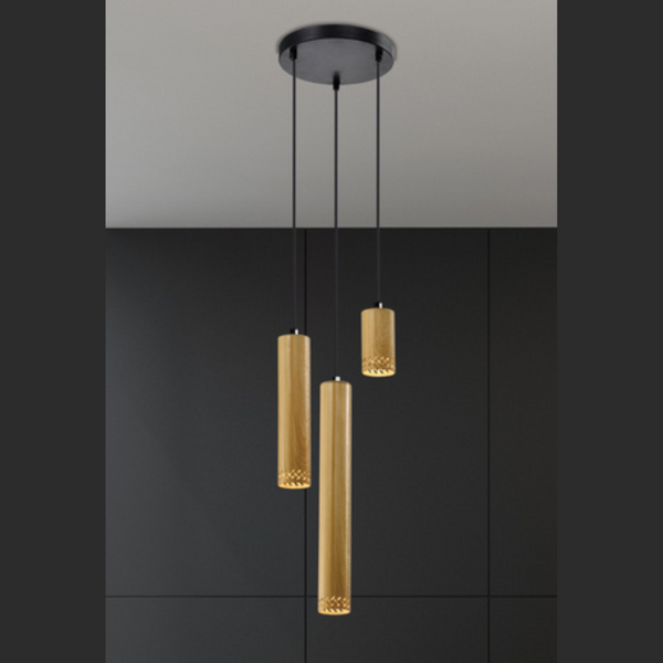 Salonowa lampa wisząca Tubo 33-79121 Candellux tuba czarna drewno
