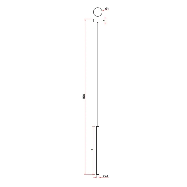 Wiszący zwis METALIC P0669 tytanowy tuba LED 1W 3000K do salonu