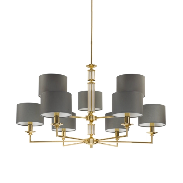 Wisząca lampa salonowa Artu ART-ZW-9 (Z) z abażurami szara mosiądz