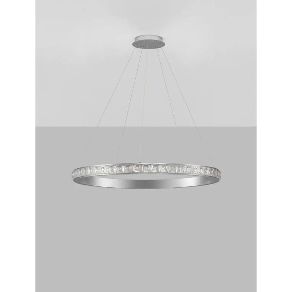 Pierścieniowa lampa wisząca MONTALO LE45404 LED 60W 3000K kryształy srebrne