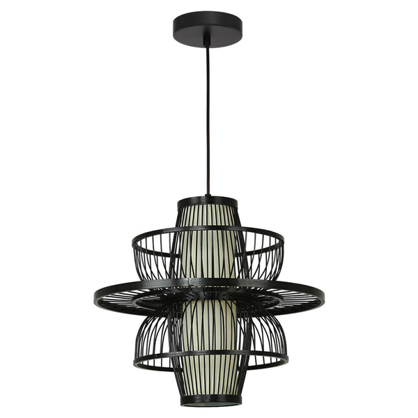 Ratanowa lampa wisząca Astra LP-3110/1P BK japandi boho czarna
