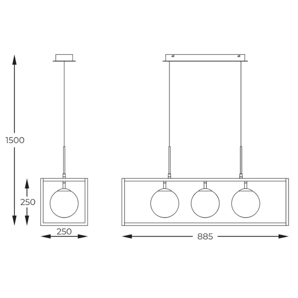 Wisząca lampa Piro MD3115-3-3BT LED 33W 3000-6000K frame czarny biały