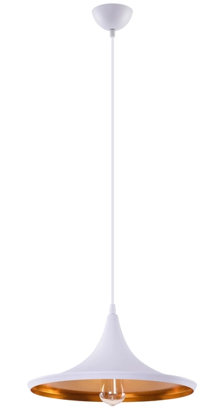 Okrągła lampa wisząca Chink loftowa do kuchni biała złota