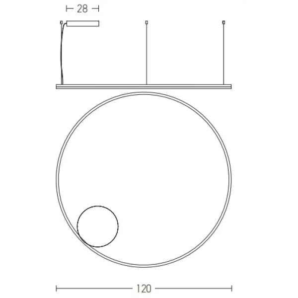 Pierścieniowa wisząca lampa 20264 LED 83W 3000K do salonu czarny
