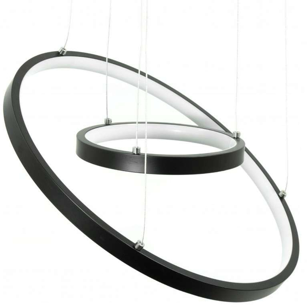 LAMPA wisząca SLP6578 MDECO okrągła OPRAWA zwis LED 63W rings pierścienie z pilotem czarne