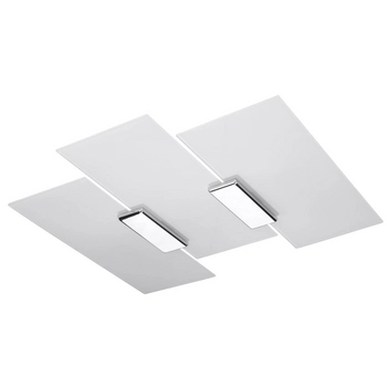 Plafon LAMPA sufitowa SL.0198 szklana OPRAWA prostokąty chrom biała