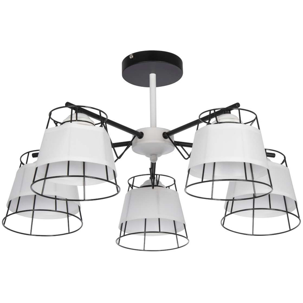 LAMPA sufitowa VEN W-N 2832/5 metalowa OPRAWA druciane klatki białe czarne