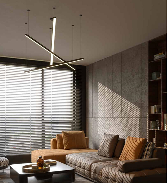 Minimalistyczna LAMPA wisząca TRIO P0425D Maxlight metalowa listwa LED 12W 3000K nad blat złota
