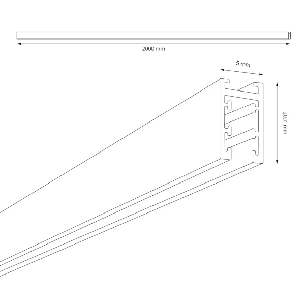 Magnetyczny natynkowy szynoprzewód 200cm Magnetic Track ML2160 czarny