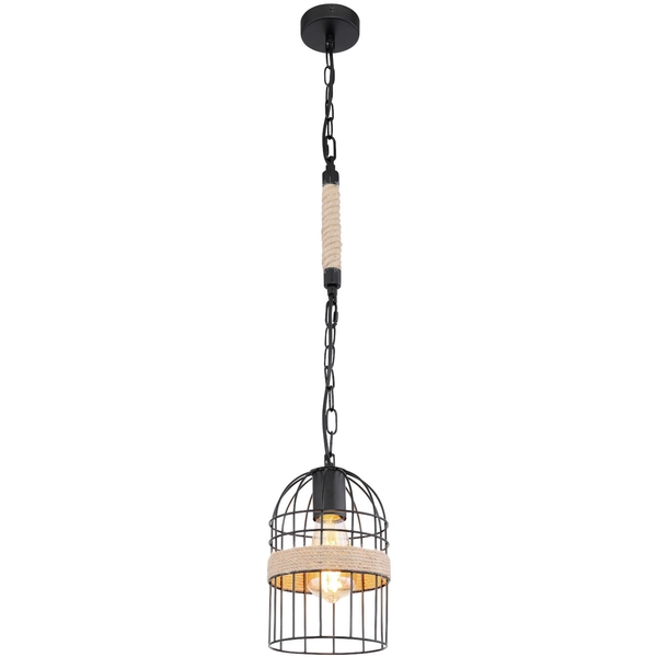 Marynistyczna lampa wisząca HALIA 15677H Globo loftowa klatka czarna brązowa