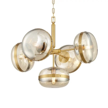 Lampa wisząca Nottingham QN-NOTTINGHAM-5P-AB retro złoty przezroczysty