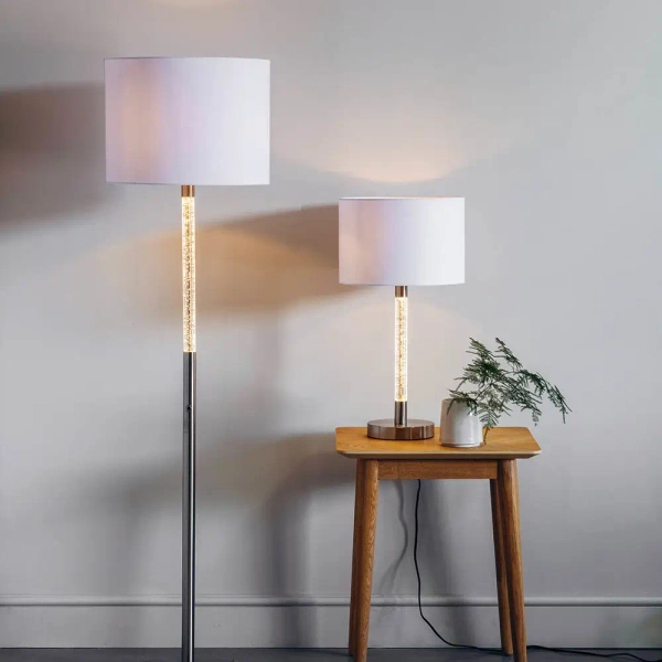 Stołowa lampka z abażurem Andromeda 71621 LED 13W 3000K chrom biały
