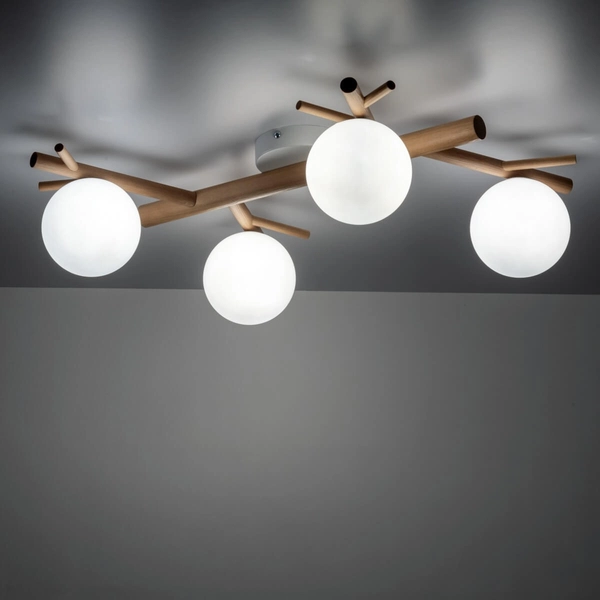 Lampa sufitowa jadalniana Sheron 5309 japandi balls biały drewniany