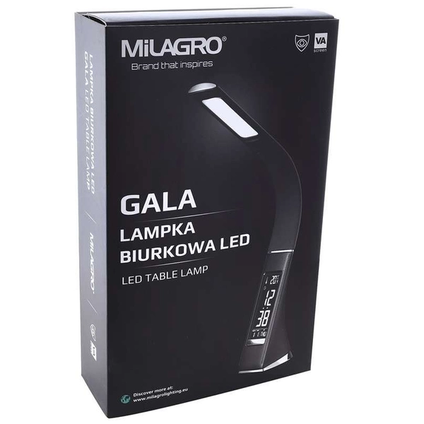 Biurkowa LAMPKA stojąca GALA ML139 Milagro stołowa LAMPA metalowa LED 6W 3000K z zegarkiem brązowa