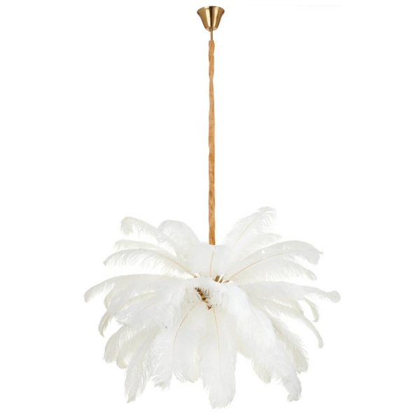 Wisząca lampa pióra EMU ST-DN127 white do salonu biały złoty