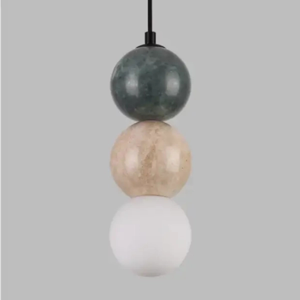 Kulista lampa wisząca ALICE G9 do salonu kule balls okrągłe potrójna P0665 zielona beżowa