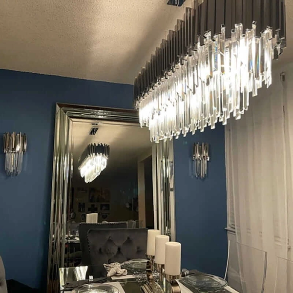 Salonowa lampa wisząca CGPIPORGANCRYSTLONG nad łóżko chrom