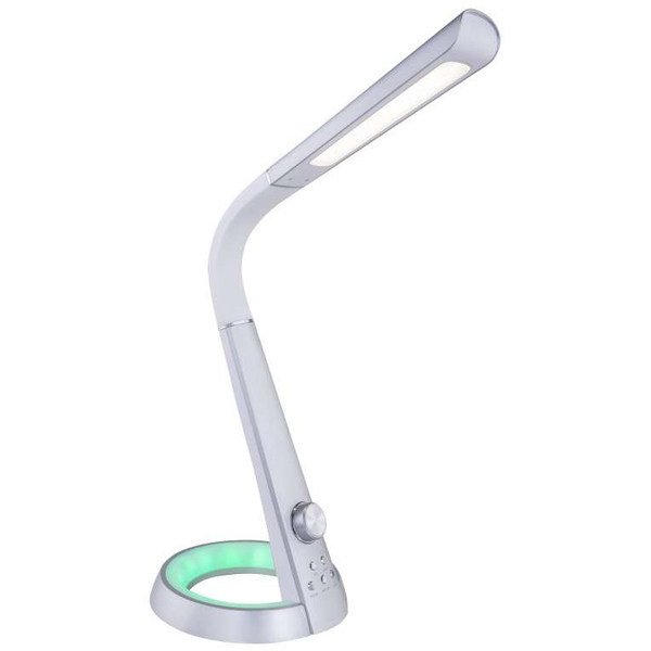Elastyczna LAMPA stojąca MITTI 58376S Globo regulowana LAMPKA biurkowa LED 8W 3000K - 6300K z portem USB srebrna