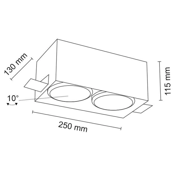 Wpust LAMPA sufitowa YATOMI 7365 Shilo prostokątna OPRAWA podtynkowa OCZKA regulowane białe