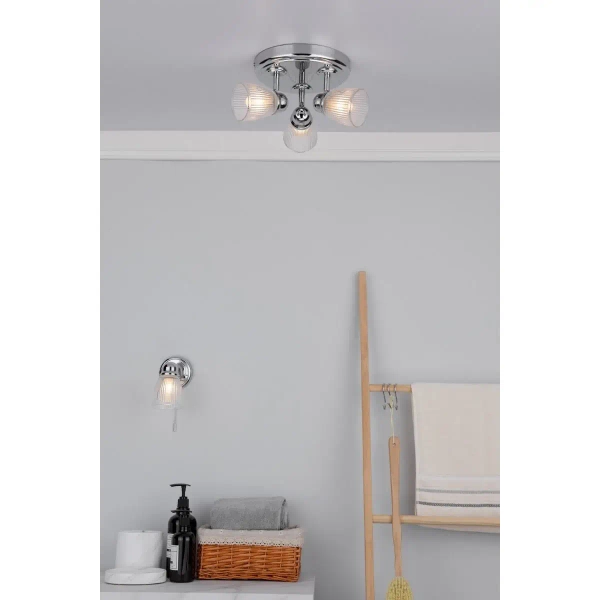 Łazienkowa sufitowa lampa Cedric CED7638 żebrowana IP44 chrom
