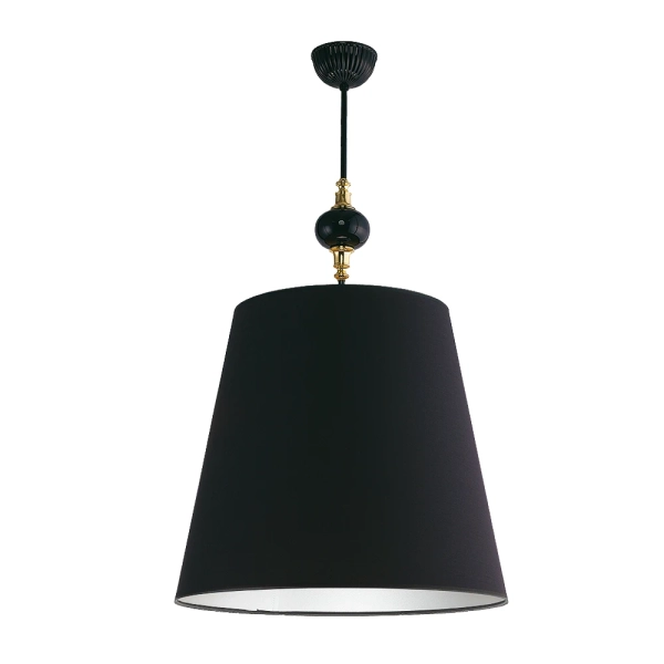 Wisząca lampa z abażurem Narni NAR-ZW-1 (CZ) nad stół czarna mosiądz