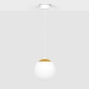 Zwisająca lampa Elmo K-5311 Kaja kulka metalowa szklana biała złota