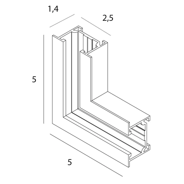 Kątownik płaski do systemu magnetycznego MAX NT0013 ściana/sufit czarny