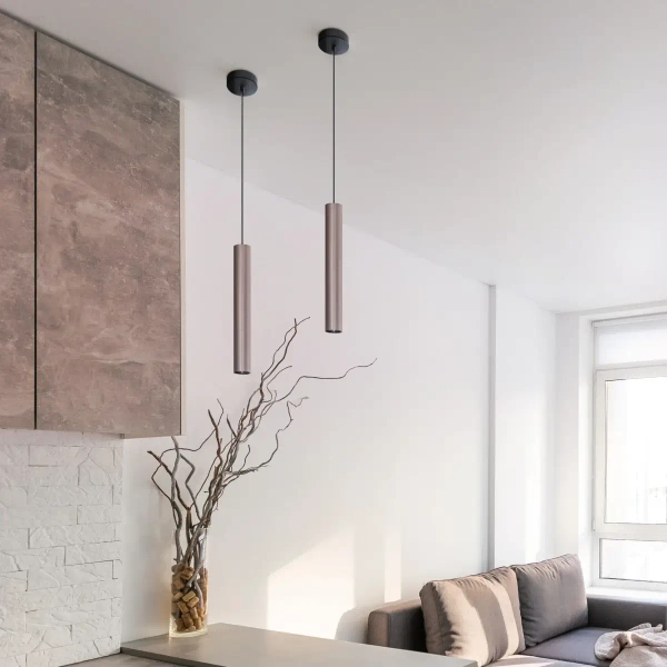 Podłużna lampa wisząca Lungomare 326133 nad wyspę tuba szara czarna