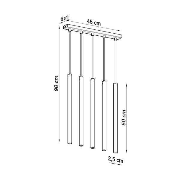 Wisząca lampa na belce Pastelo SL.1198 sople czarna złota
