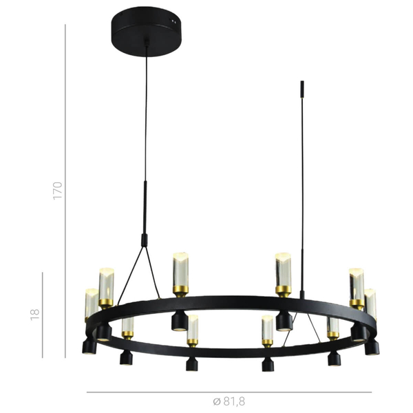 Nowoczesna lampa wisząca Almelo ring LED 49W 3000K nad stół czarna