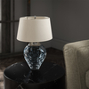 Szklana lampa stołowa QN-SAMARA-TL-BLU na biurko niebieska