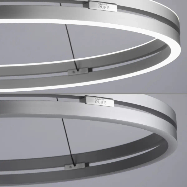 Lampa wisząca PUREE-LOOP srebrna pierścieniowa LED 53W 2700-5000K ring zmienna barwa 2551-95