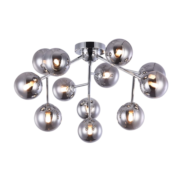 LAMPA sufitowa DALLAS MOD545PL-12CH Maytoni metalowa OPRAWA modernistyczny plafon molekuły chrom przydymione