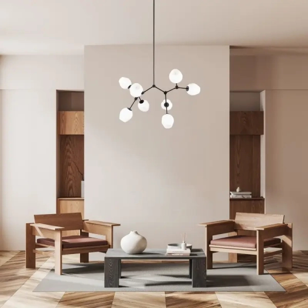 Nowoczesna wisząca lampa Ferral PND-75075-8-BK-WG do jadalni czarna biała