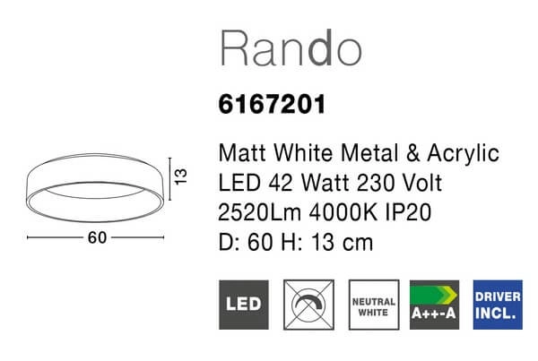Sufitowa lampa natynkowa Tome Smart LED 42W do holu biała