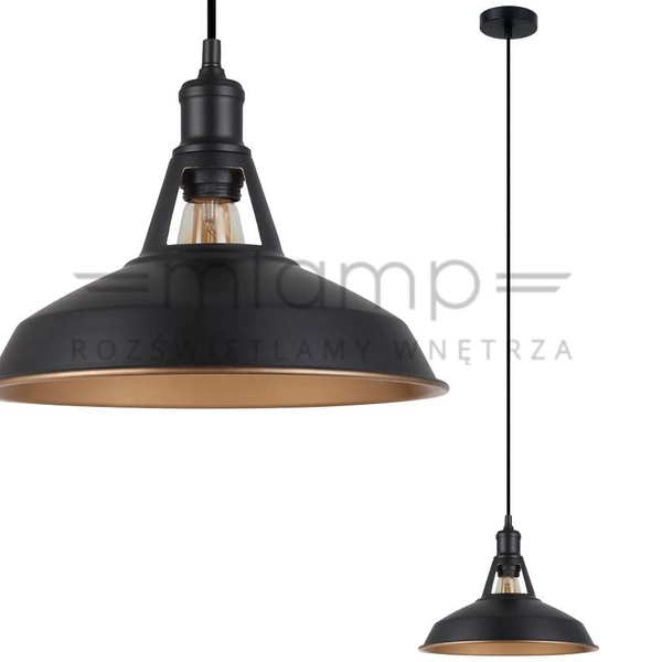 Industrialna LAMPA wisząca FREYA MDM-2315/1 M BK+GD Italux metalowa OPRAWA zwis loft czarny złoty