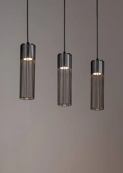 Kuchenna lampa wisząca Fobia druciana czarna srebrna